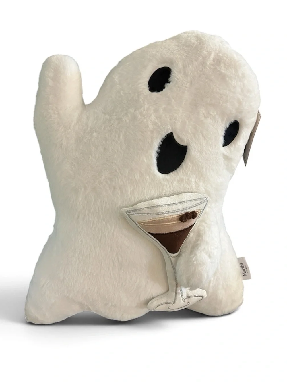 Martha Stewart Faux Fur Ghost Pillow Halloween Decorative Espresso Martini NWT